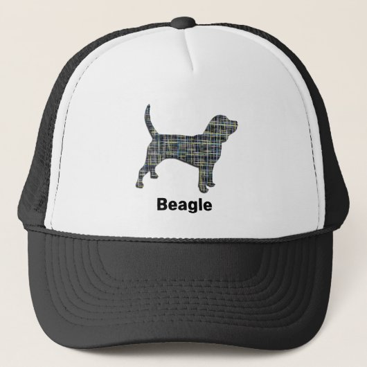 Beagle Hound Dog Silhouette Grid Custom Trucker Pet (Voorkant)