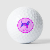 Beagle Hound Dog Silhouette Hot Pink & Blue Golfballen (Voorkant)