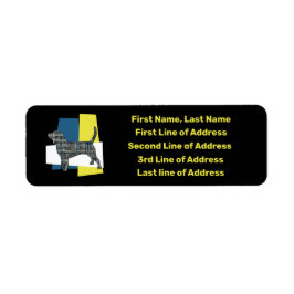 Beagle Hound Dog Yellow&Blue Grid TriColor-adres Etiket