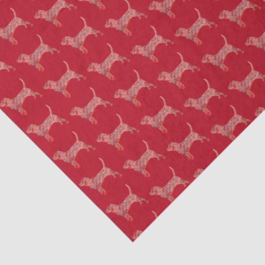 Beagle Hound Hond Kerstmis Silhouet Rood Tissuepapier (Detail)