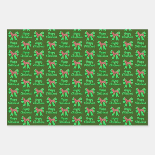 Beagle Hound Kersthond en Groene Bow Inpakpapier Vel (Voorkant 2)