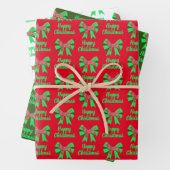 Beagle Hound Kersthond en Groene Bow Inpakpapier Vel (In situ)