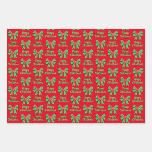 Beagle Hound Kersthond en Groene Bow Inpakpapier Vel (Voorkant)