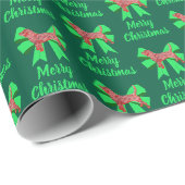 Beagle Hound Merry Christmas Dog & Bow Green Cadeaupapier (Rol Hoek)