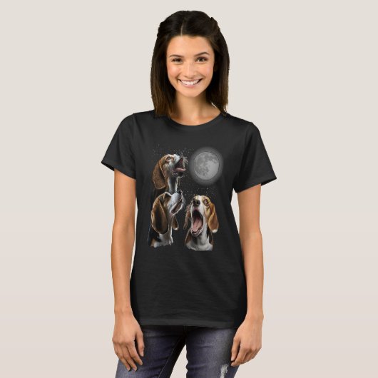 Beagle Howling At Moon for Mom & Dad T-shirt (Voorkant volledig)
