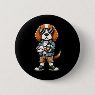 Beagle I Love Dad Funny Dog Tattoo Ronde Button 5,7 Cm