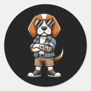 Beagle I Love Dad Funny Dog Tattoo Ronde Sticker