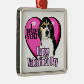 Beagle I Wuf Jou Metalen Ornament (Rechts)