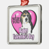 Beagle I Wuf Jou Metalen Ornament (Links)