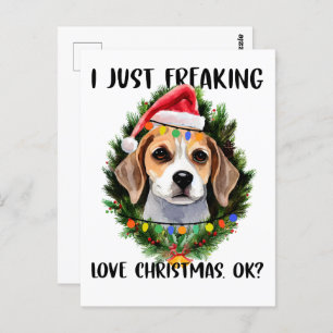 Beagle, ik ben gewoon dol op Kerstmis. Briefkaart
