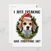Beagle, ik ben gewoon dol op Kerstmis. Briefkaart (Voorkant / Achterkant)
