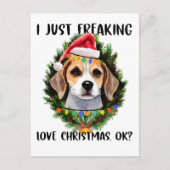 Beagle, ik ben gewoon dol op Kerstmis. Briefkaart (Voorkant)