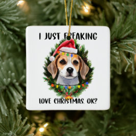 Beagle, ik ben gewoon dol op Kerstmis. Keramisch Ornament
