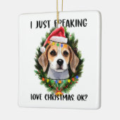 Beagle, ik ben gewoon dol op Kerstmis. Keramisch Ornament (Links)