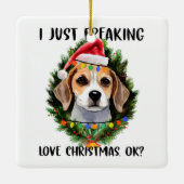 Beagle, ik ben gewoon dol op Kerstmis. Keramisch Ornament (Achterkant)