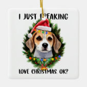 Beagle, ik ben gewoon dol op Kerstmis. Keramisch Ornament (Voorkant)