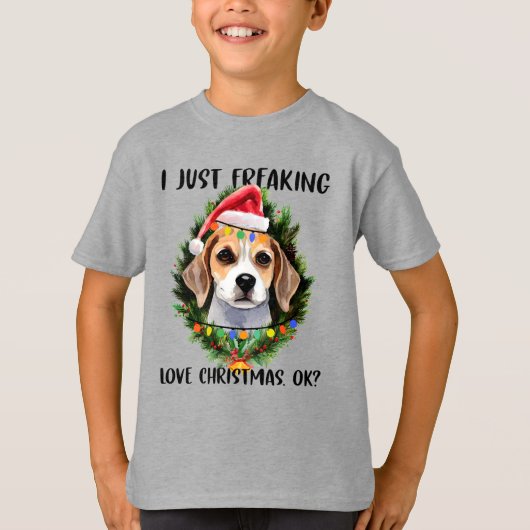 Beagle, ik ben gewoon dol op Kerstmis. T-shirt (Voorkant)
