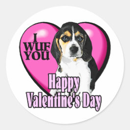 Beagle ik wuf je ronde sticker