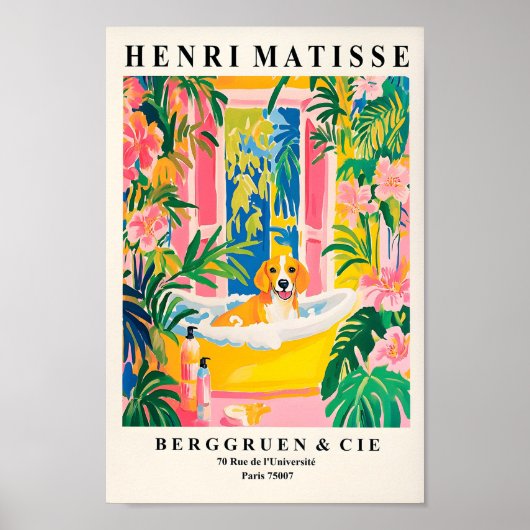 Beagle in bad print, grappige badkamer muur kunst, poster (Voorkant)