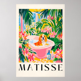 Beagle in badkuip kunstprint Matisse stijl hond Poster