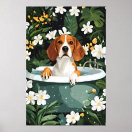Beagle In Badposter, Grappige Hond Poster, Beagle Poster
