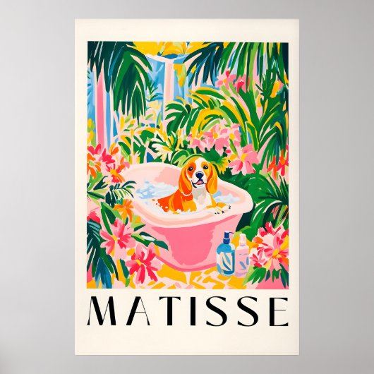 Beagle in Bathtub Art Print Matisse Style Dog (Voorkant)