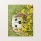 Beagle in bloemen blijft aanmoediging snuiven legpuzzel (Verticaal)