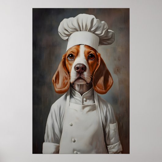 Beagle In Chefs Hat Poster, Pet Poster, Beagle In Poster (Voorkant)