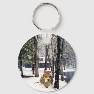 Beagle in de sneeuwSleutelhanger Sleutelhanger