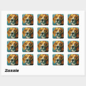 Beagle in de stijl van Van Gogh Vierkante Sticker (Vel)