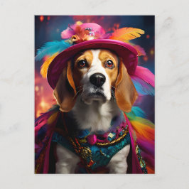 Beagle in een gevederd Pet Briefkaart