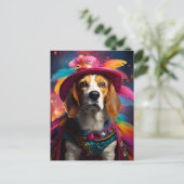 Beagle in een gevederd Pet Briefkaart (Staand voorkant)