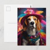 Beagle in een gevederd Pet Briefkaart (Voorkant / Achterkant)