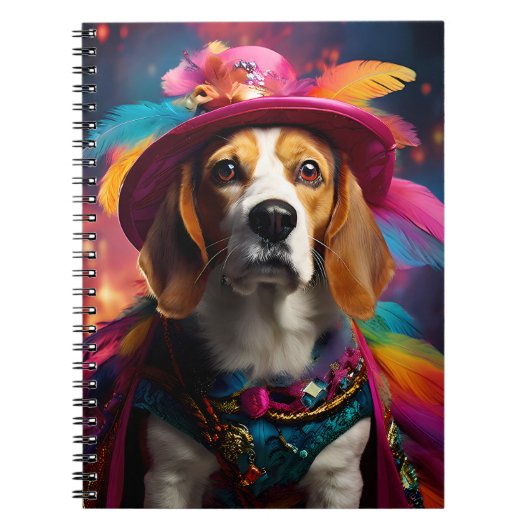 Beagle in een gevederd Pet Notitieboek (Voorkant)