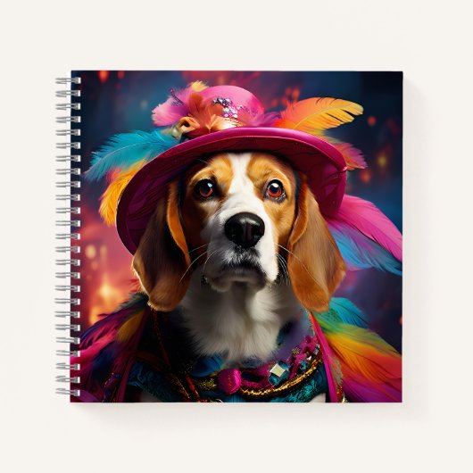 Beagle in een gevederd Pet Notitieboek (Voorkant)