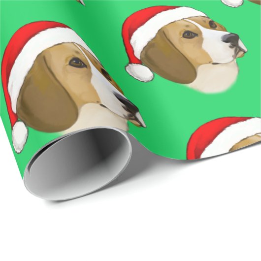 Beagle in een kerstman cadeaupapier (Rol Hoek)