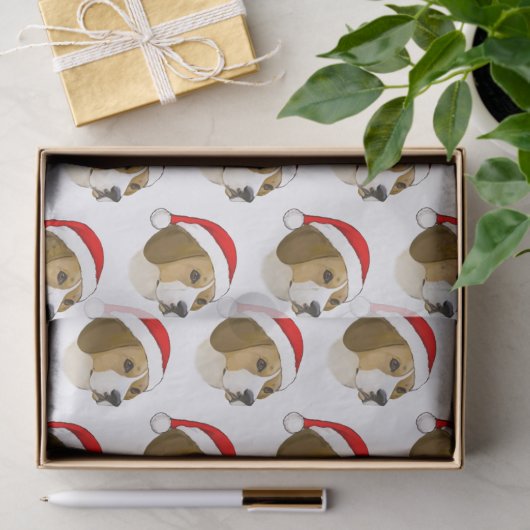 Beagle in een kerstman tissuepapier (Geschenk)