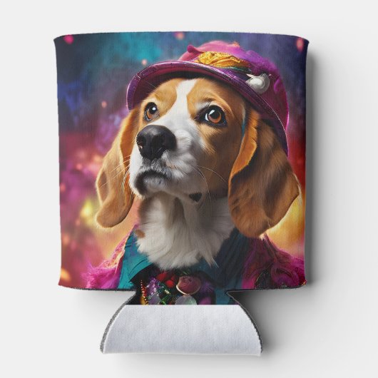 Beagle in een roze Pet Blikjeskoeler (Achterkant)