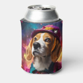 Beagle in een roze Pet Blikjeskoeler (Blikje Achterkant)