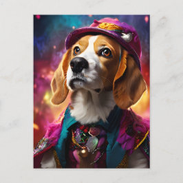 Beagle in een roze Pet Briefkaart