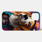 Beagle in een roze Pet Case-Mate iPhone Case (Achterkant (horizontaal))