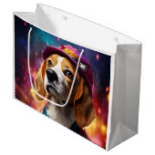 Beagle in een roze Pet Groot Cadeauzakje (Voorkant Gekanteld)