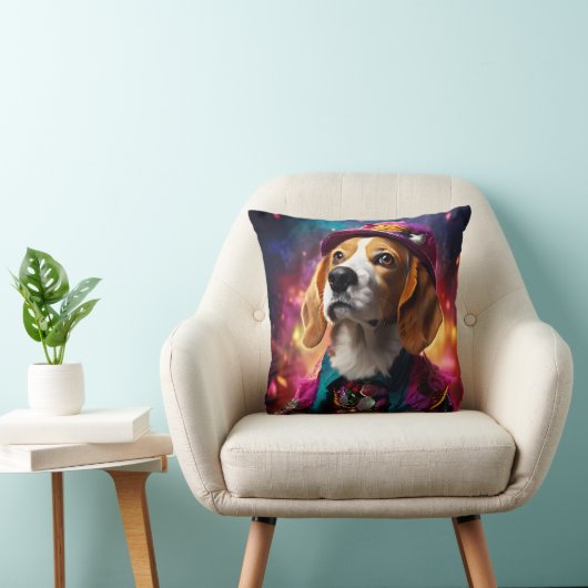 Beagle in een roze Pet Kussen (Stoel)