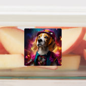 Beagle in een roze Pet Labels (Aangebracht)