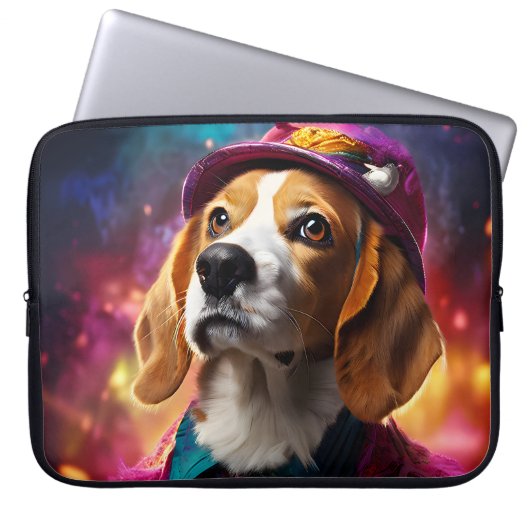 Beagle in een roze Pet Laptop Sleeve (Voorkant)