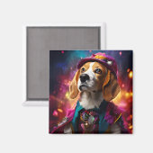 Beagle in een roze Pet Magneet (Voorkant / Achterkant)