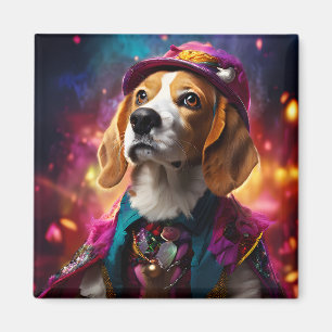 Beagle in een roze Pet Magneet