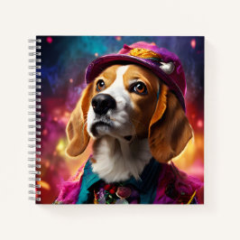 Beagle in een roze Pet Notitieboek