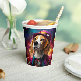 Beagle in een roze Pet Papieren Bekers