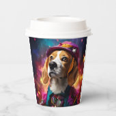 Beagle in een roze Pet Papieren Bekers (Achterkant)